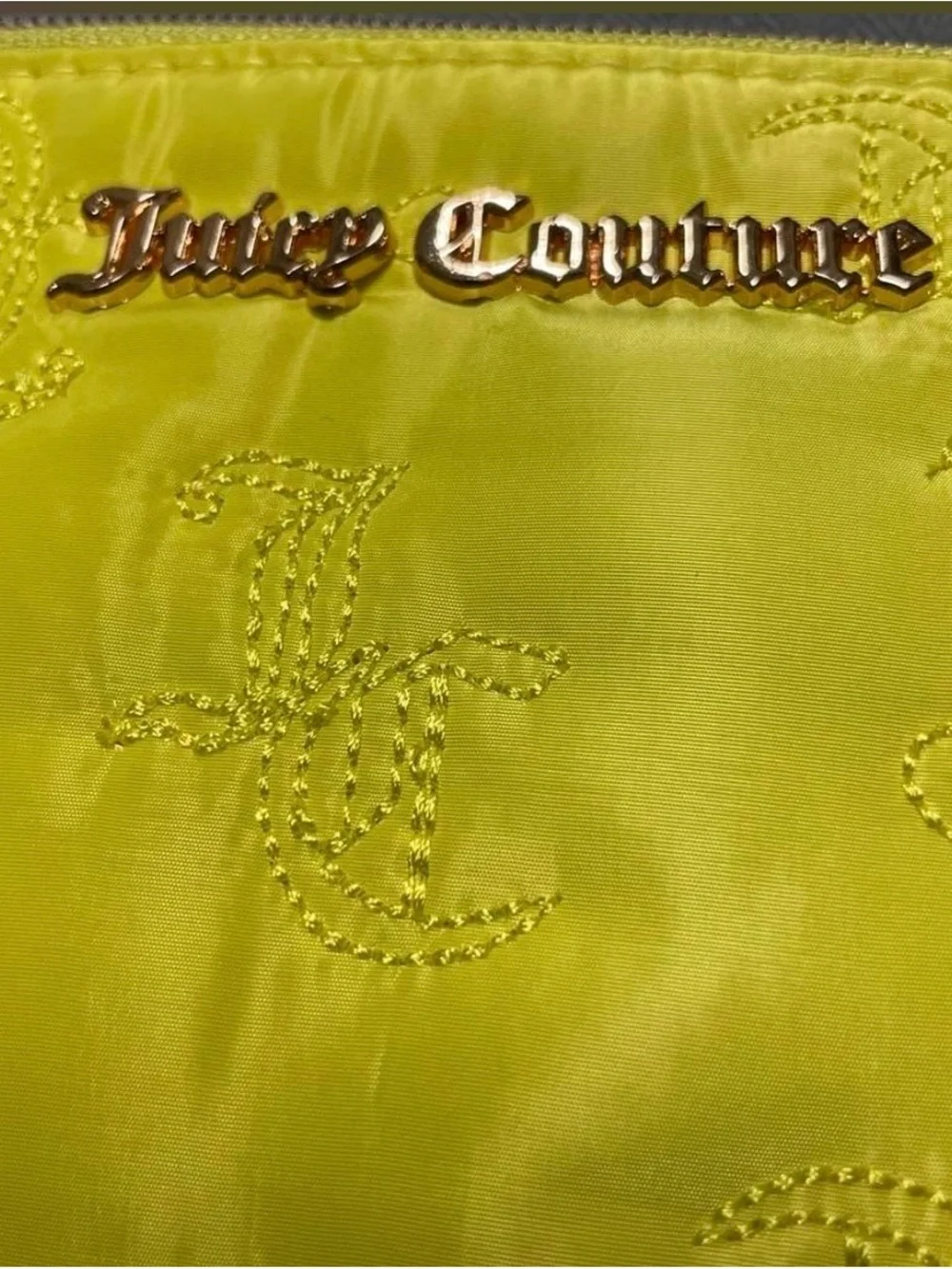 Juicy Couture Bright Yellow Gold Logo Zip cosmetic pouch